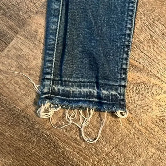 7 For All Mankind Distressed Skinny Jeans Sz 26 Raw Hem Stretch Denim - Picture 5 of 12